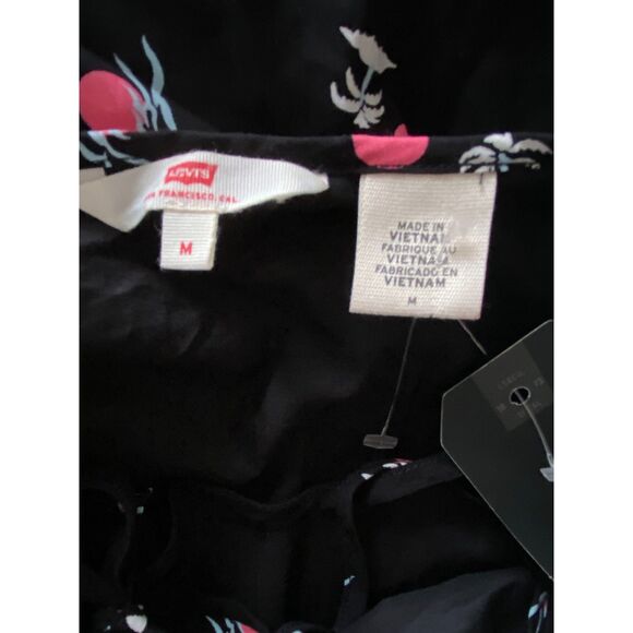 NWT Levis Black Island Print Summer Strappy Sundress Sleeveless Button Down Sz M - Picture 6 of 10